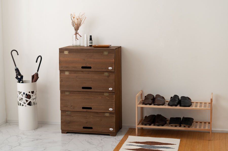 シューズラック ワイド ブラウン