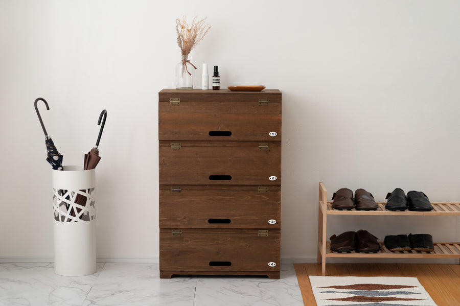 シューズラック ワイド ブラウン