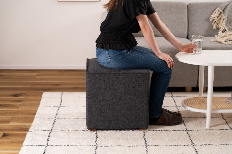 Cube Stool Charcoal Gray