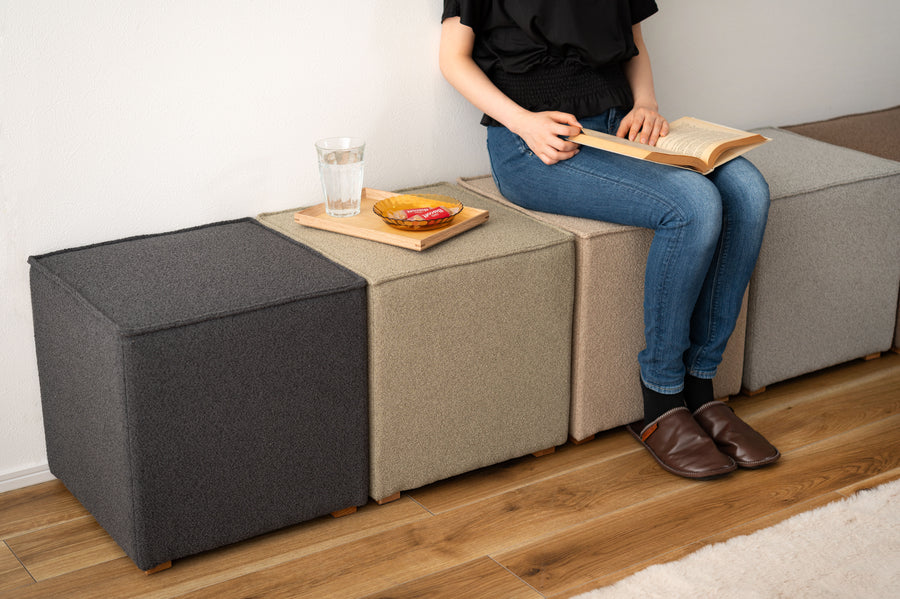 Cube Stool Charcoal Gray