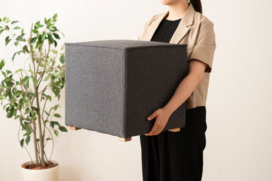 Cube Stool Charcoal Gray