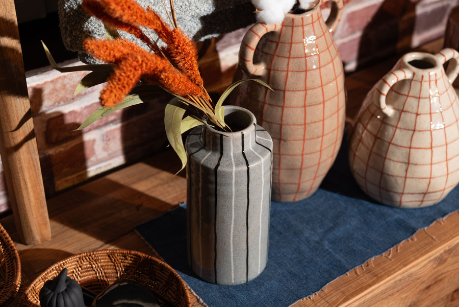 フラワーベース グレー