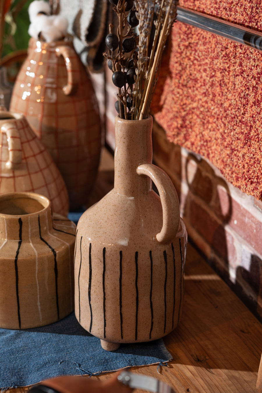 フラワーベース ブラウン