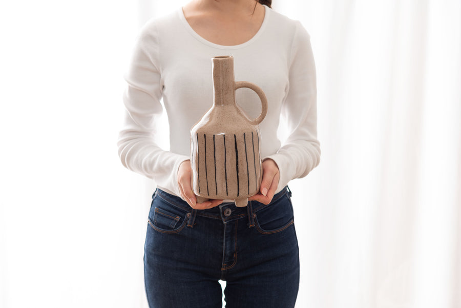 フラワーベース ブラウン