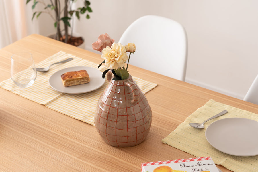 フラワーベース ブラウン