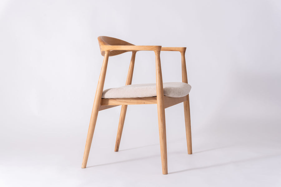 Mallow Dining Chair, Natural Frame, Beige