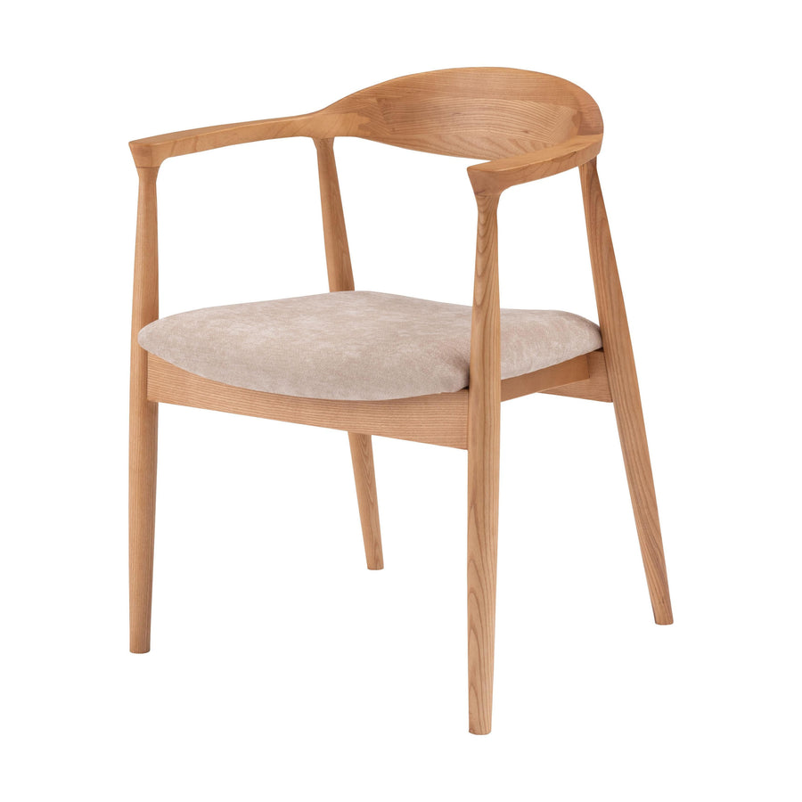 Mallow Dining Chair, Natural Frame, Beige