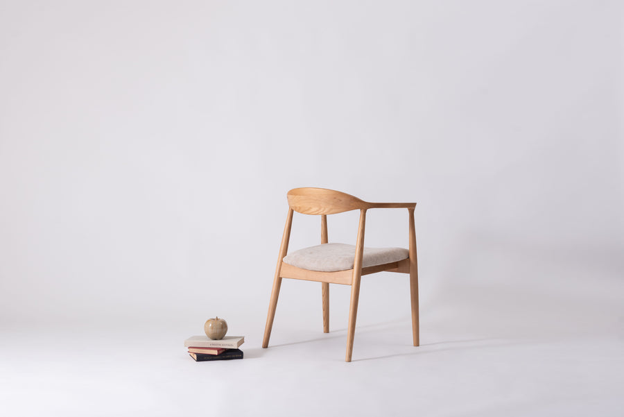 Mallow Dining Chair, Natural Frame, Beige