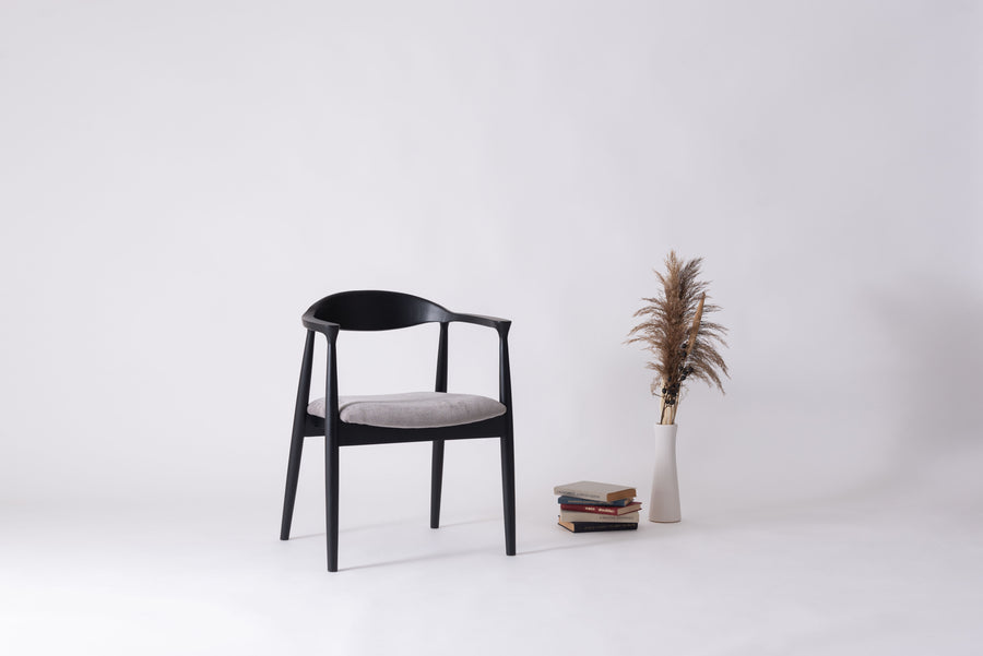 Mallow Dining Chair, Black Frame, Grey