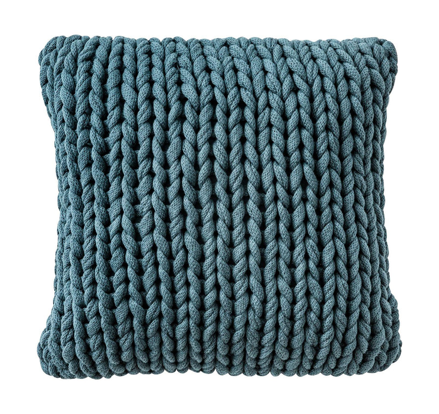 Knit cushion, blue