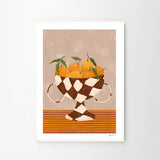 Frankie Penwill Lemons & Oranges in Checkered Vase 70×100cm