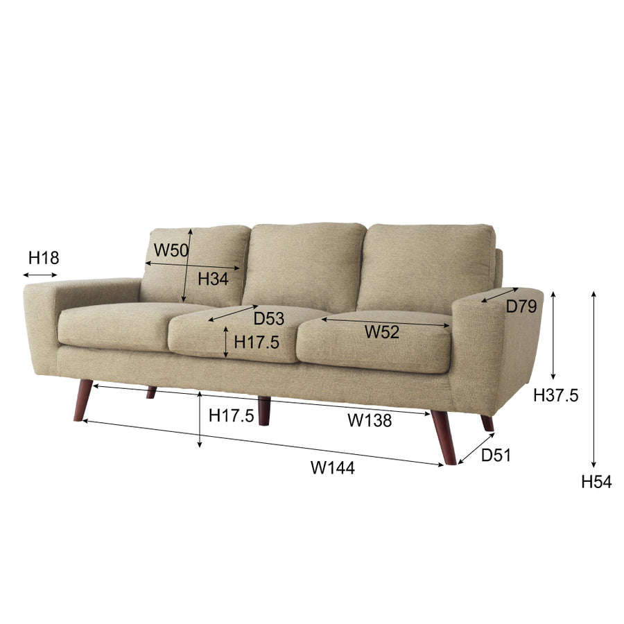 Lucia 3-seater beige