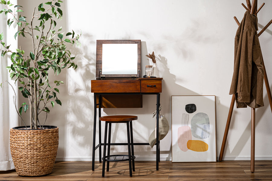 ドレッサー&スツールセット ブラウン