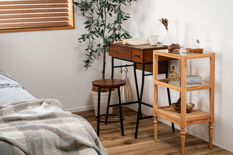 ドレッサー&スツールセット ブラウン