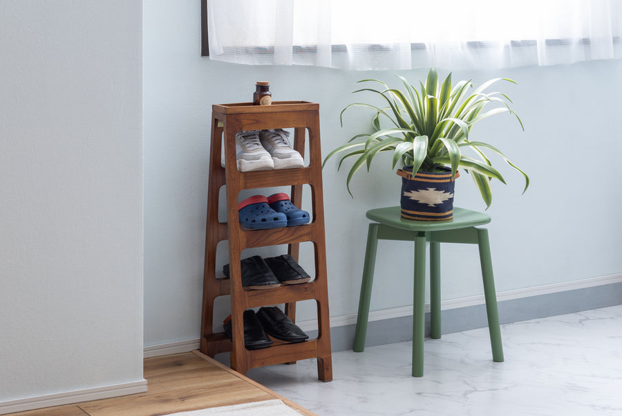 シューズラック4段 ブラウン