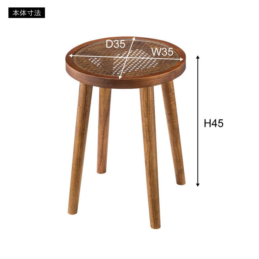 ラウンドガラステーブル S ブラウン