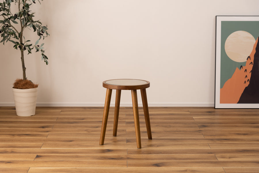 ラウンドガラステーブル S ブラウン