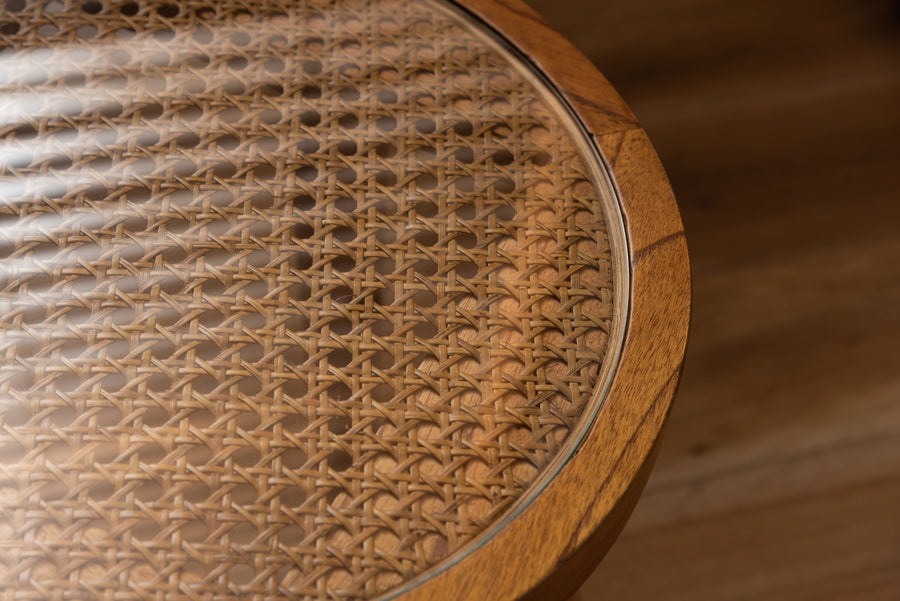 ラウンドガラステーブル M ブラウン