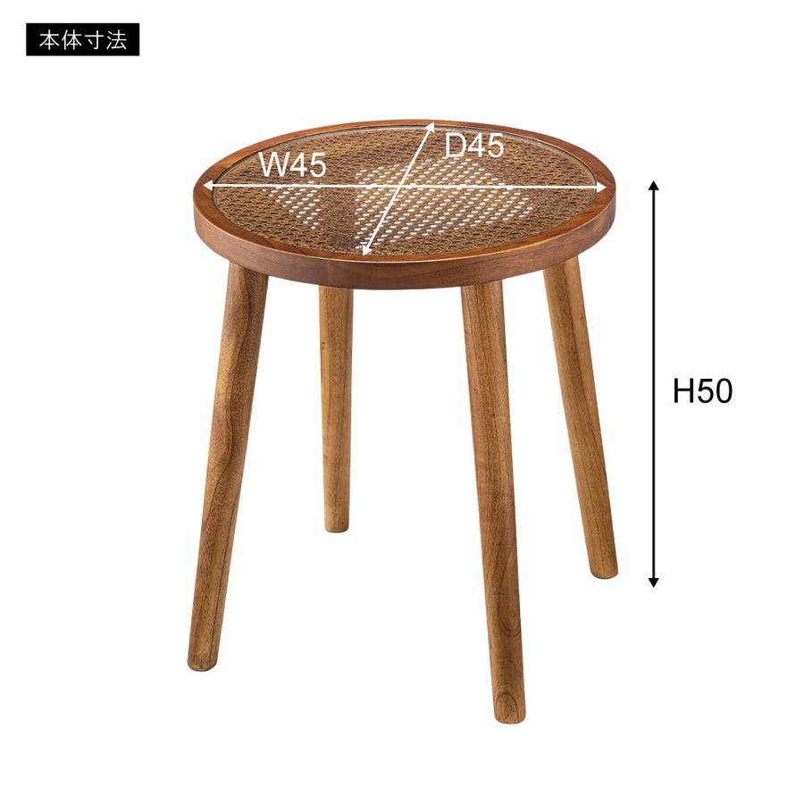 ラウンドガラステーブル M ブラウン