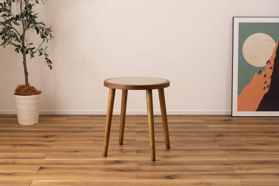 ラウンドガラステーブル M ブラウン