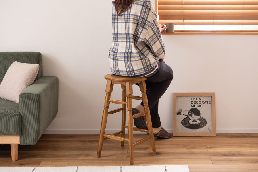 オーバルハイスツール ブラウン