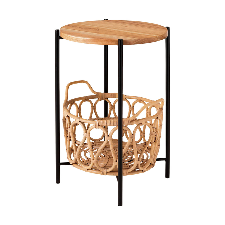 Side table with basket, natural