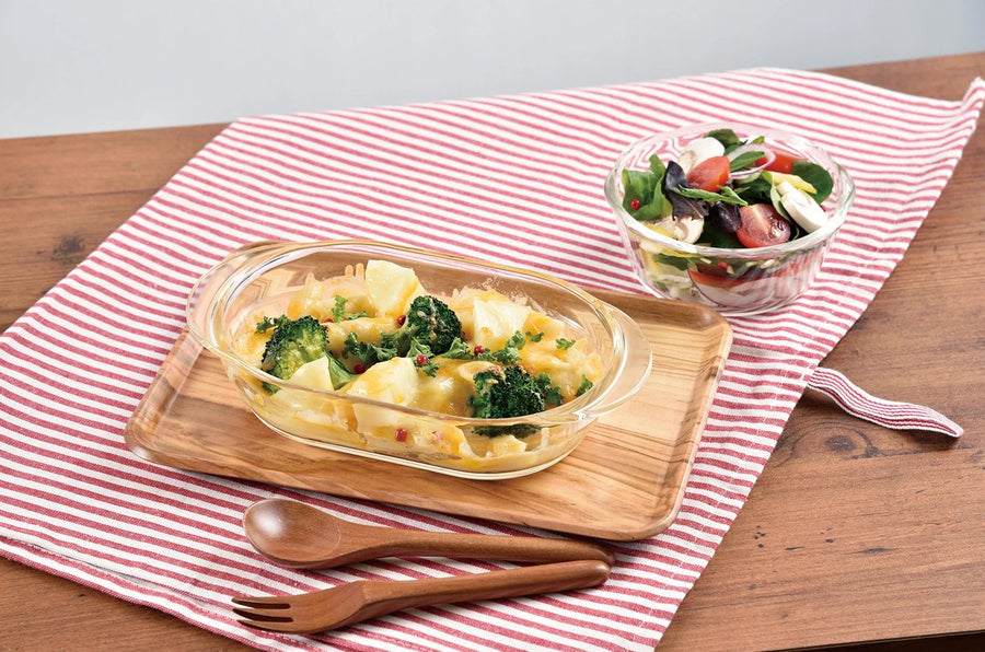Heat-resistant glass gratin dish, set of 2