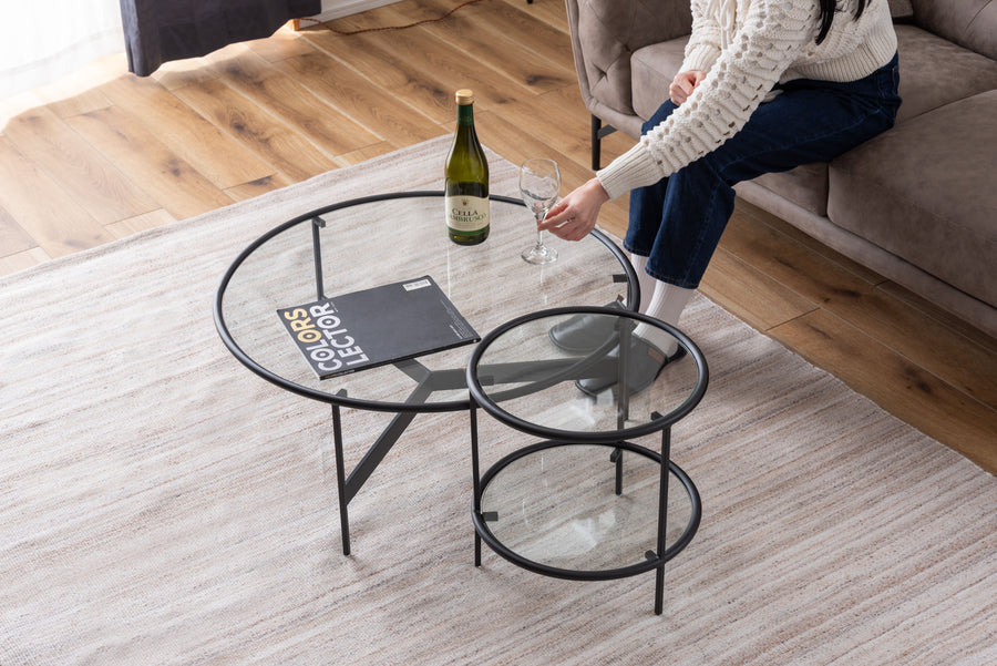 Round Glass Table 2D Black