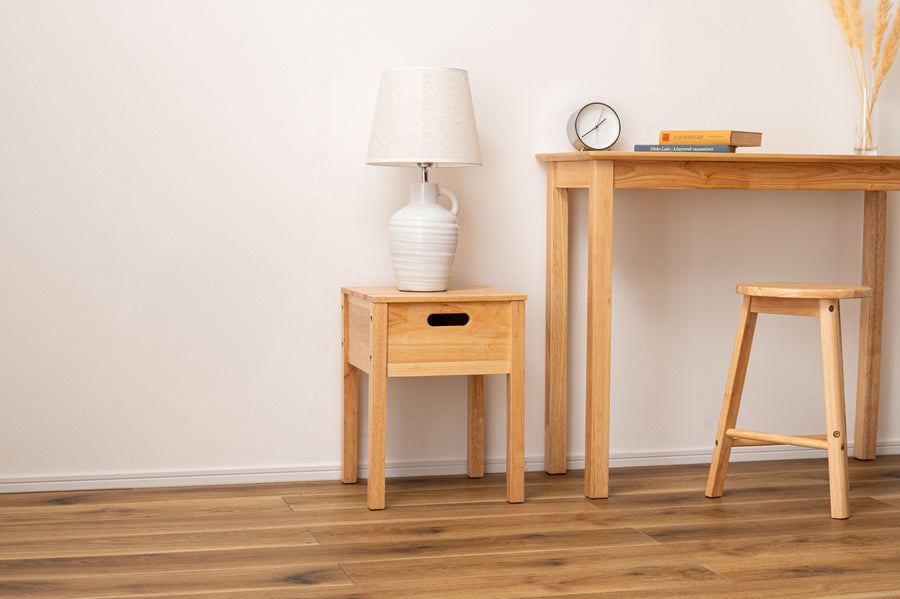 Stool with storage, natural