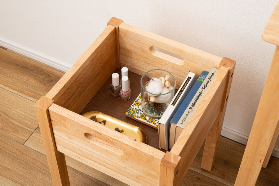 Stool with storage, natural