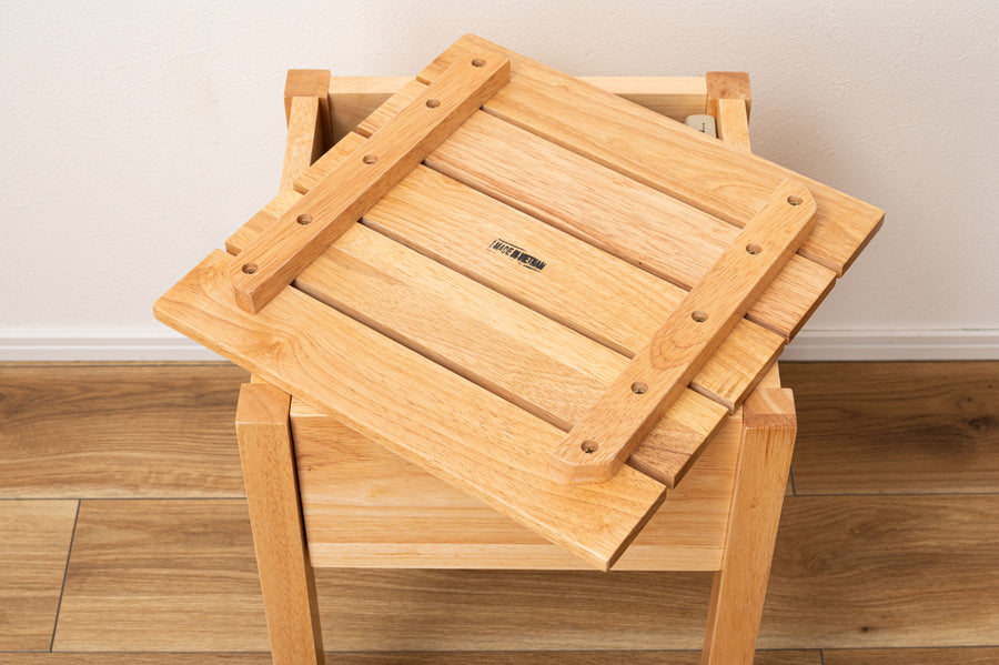 Stool with storage, natural