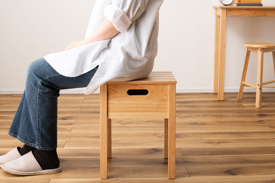 Stool with storage, natural