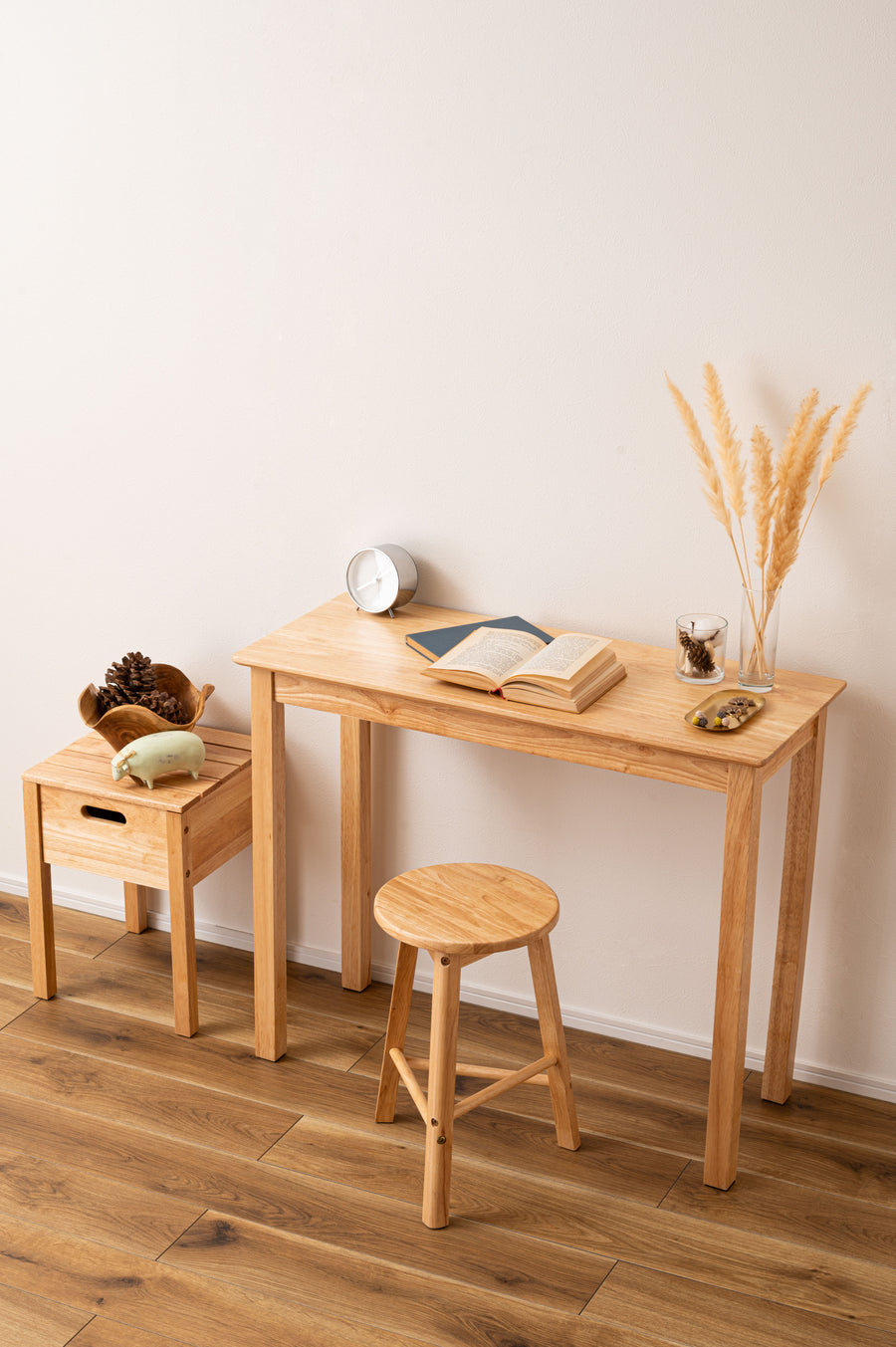 Stool with storage, natural