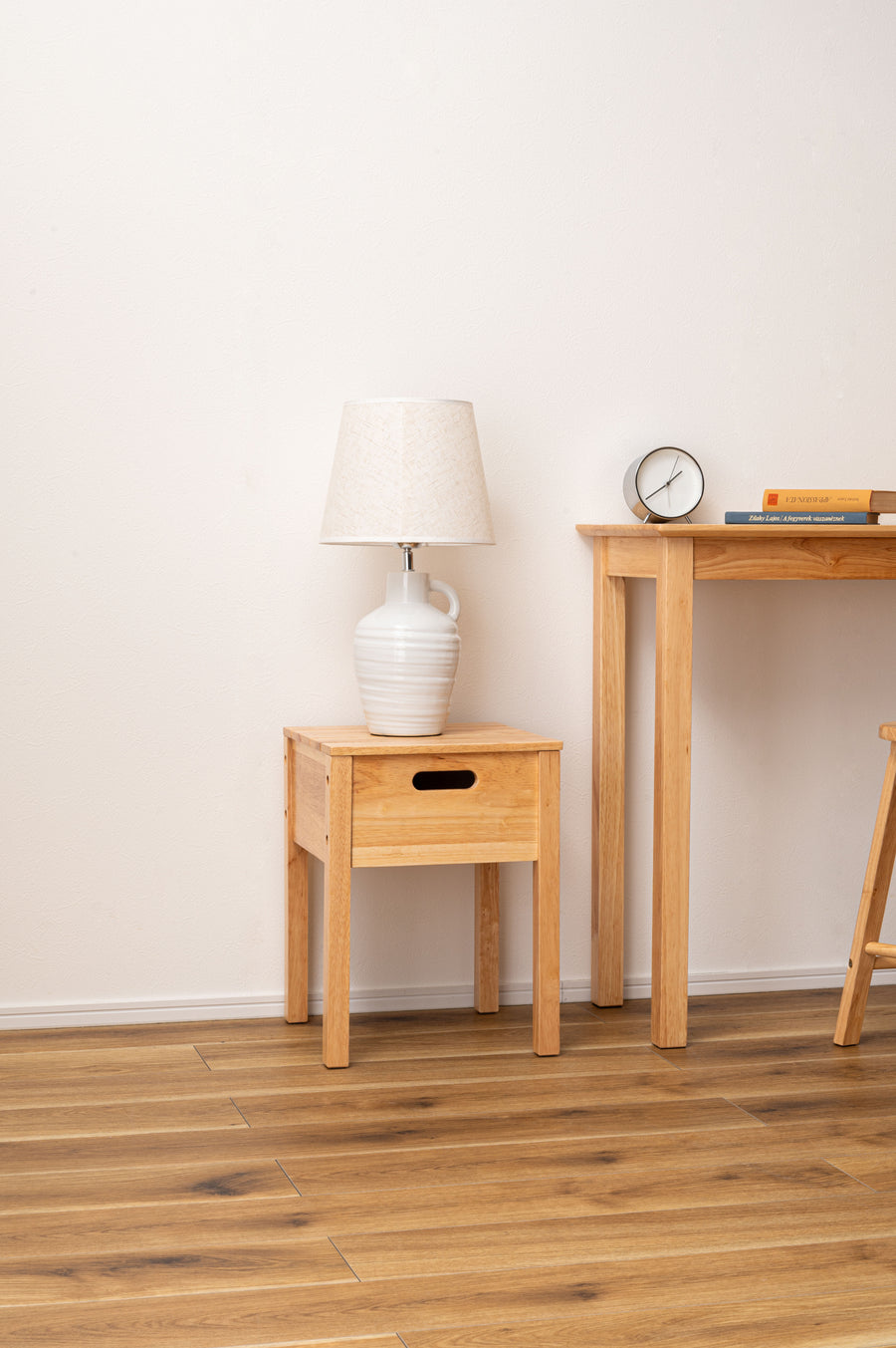 Stool with storage, natural