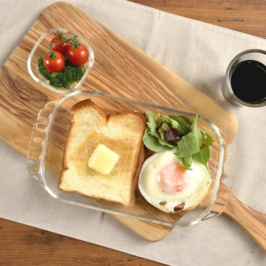 Heat-resistant glass toaster tray, set of 3