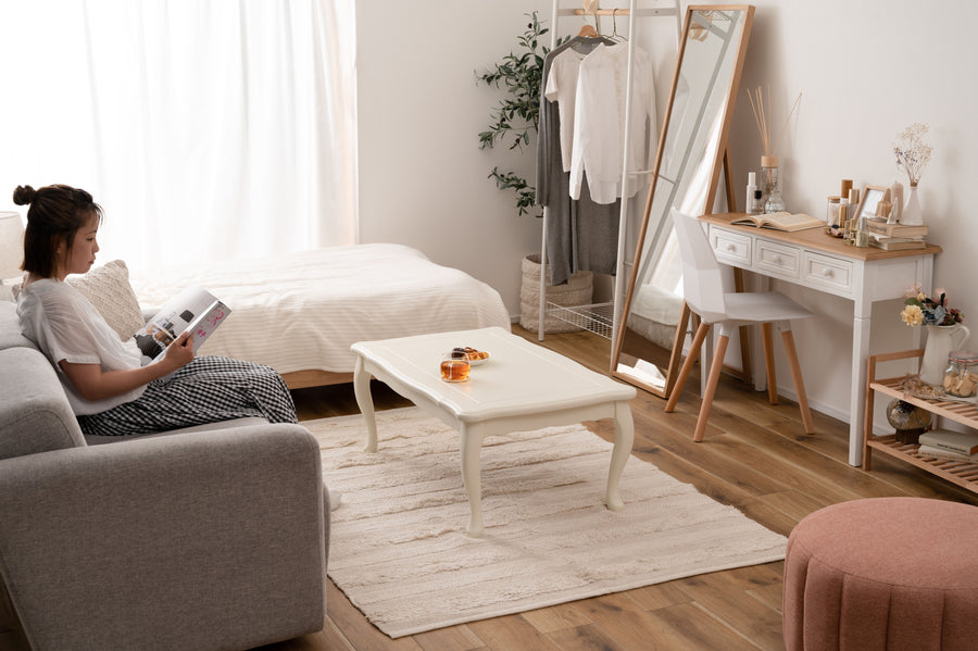 Cat-leg kotatsu, rectangular, white