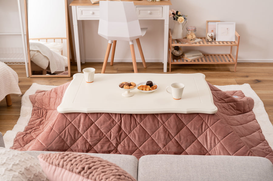 Cat-leg kotatsu, rectangular, white