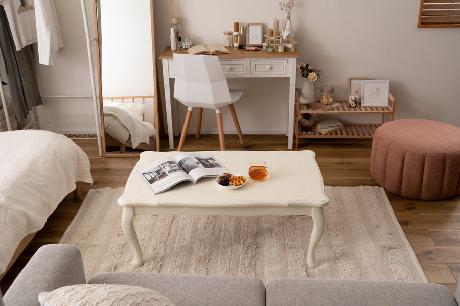 Cat-leg kotatsu, rectangular, white