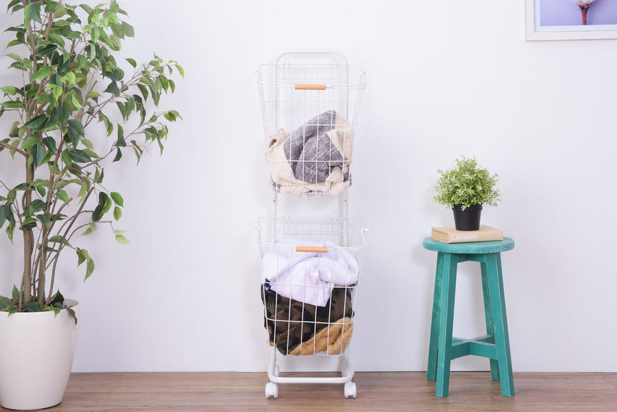 バスケットワゴン ホワイト