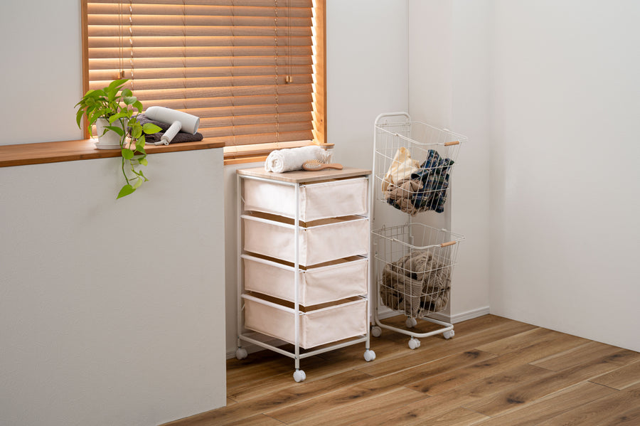 キャンバスチェスト 4段 ホワイト