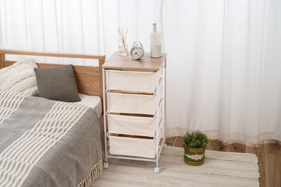 キャンバスチェスト 4段 ホワイト