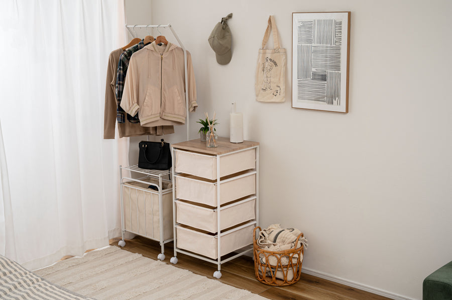 キャンバスチェスト 4段 ホワイト