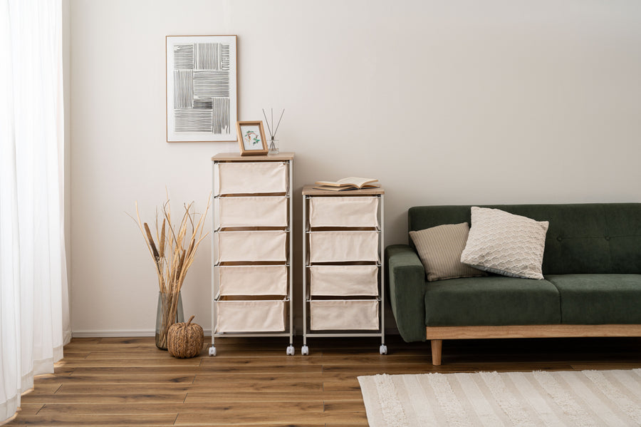 キャンバスチェスト 4段 ホワイト