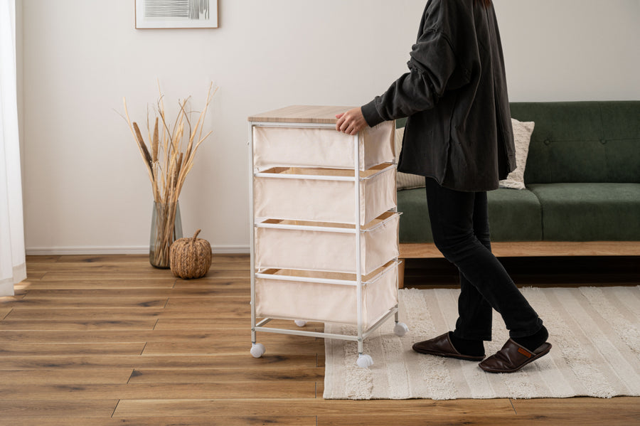 キャンバスチェスト 4段 ホワイト