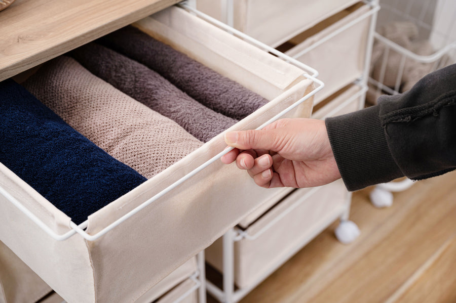 キャンバスチェスト 4段 ホワイト