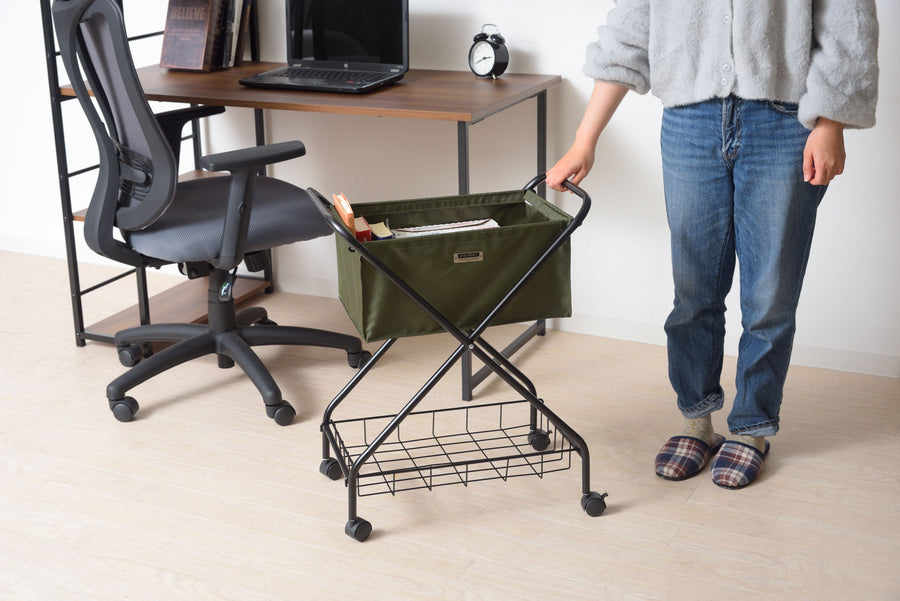 Folding basket wagon green