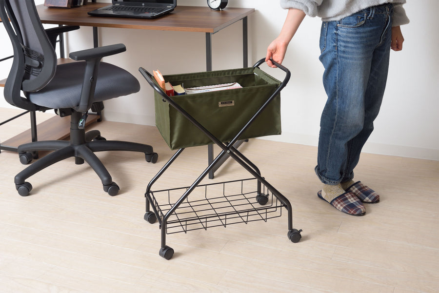 Folding basket wagon green