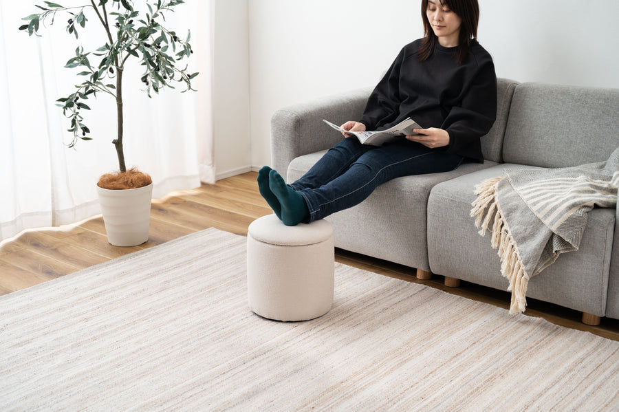 ラウンド収納スツール ベージュ