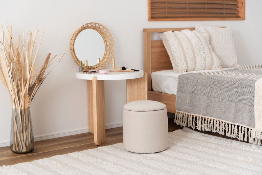 ラウンド収納スツール ベージュ