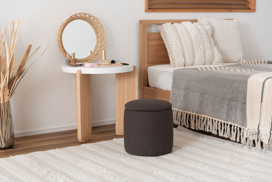 ラウンド収納スツール チャコールグレー